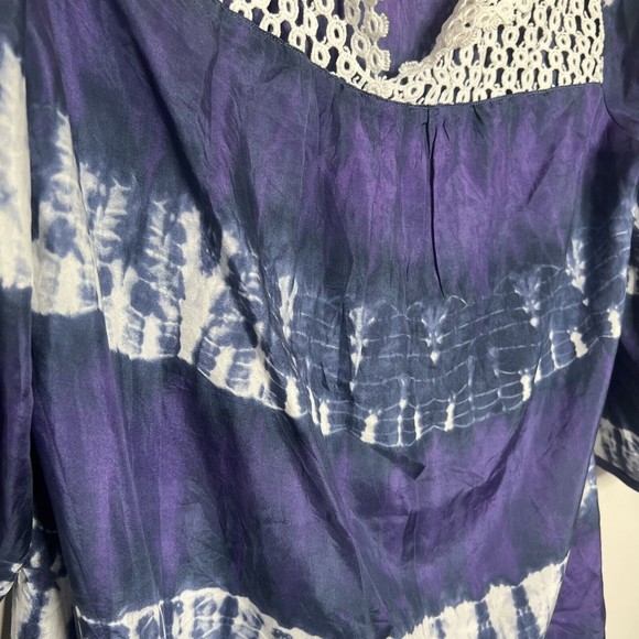 Calypso St. Barth For Target Blouse Women's XL Purple White Silk Top Blouse - Picture 3 of 6